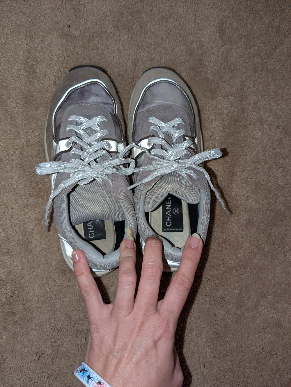Chanel Taupe Suede Sneakers